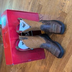 Justin Boots Starlina Tan Water Buffalo Women's 8B Square Toe Western Cowgirl